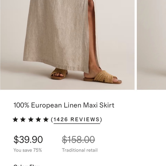 Quince Cream 100% Linen Skirt - Picture 9 of 9